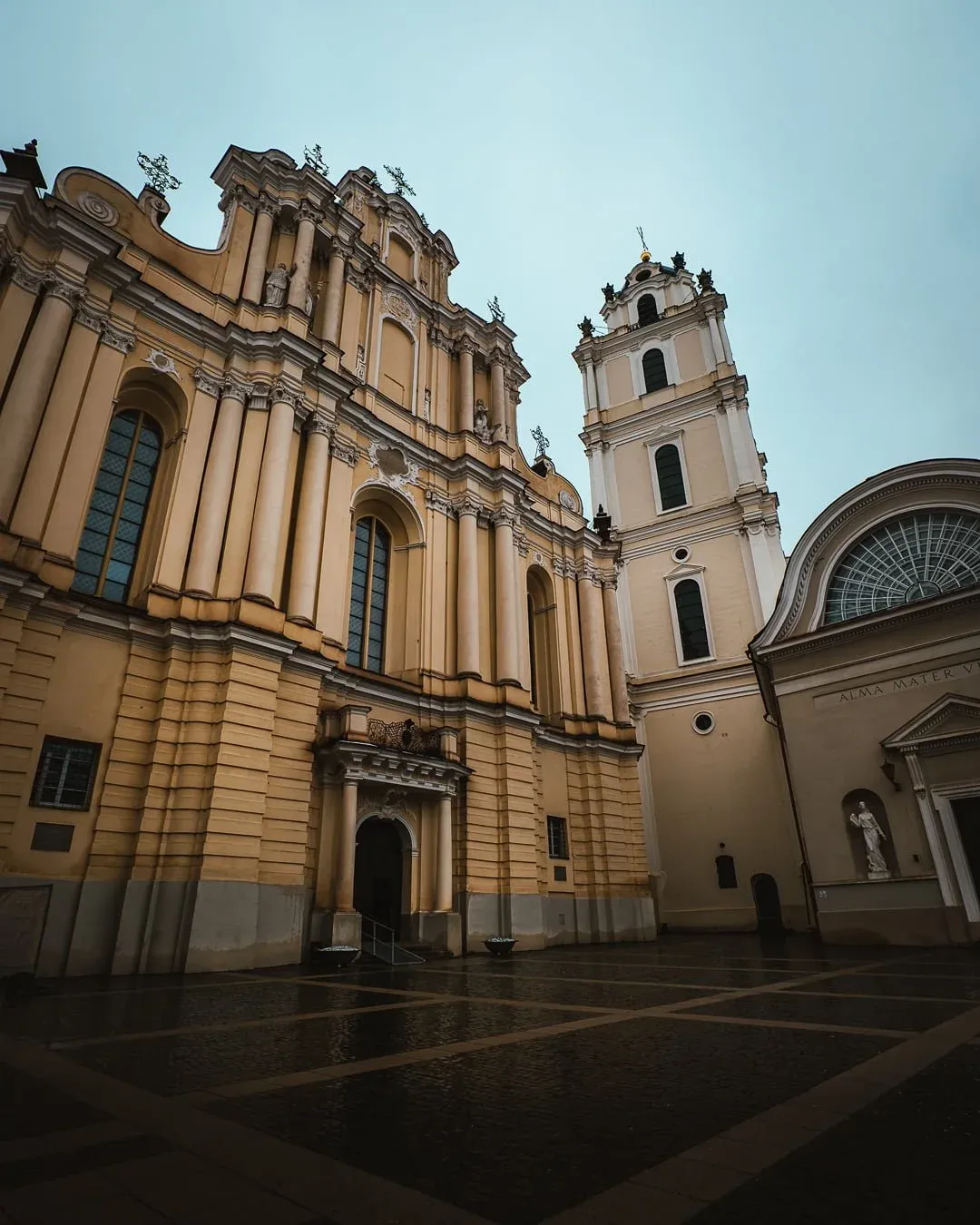 Vilnius old town yellow buildings