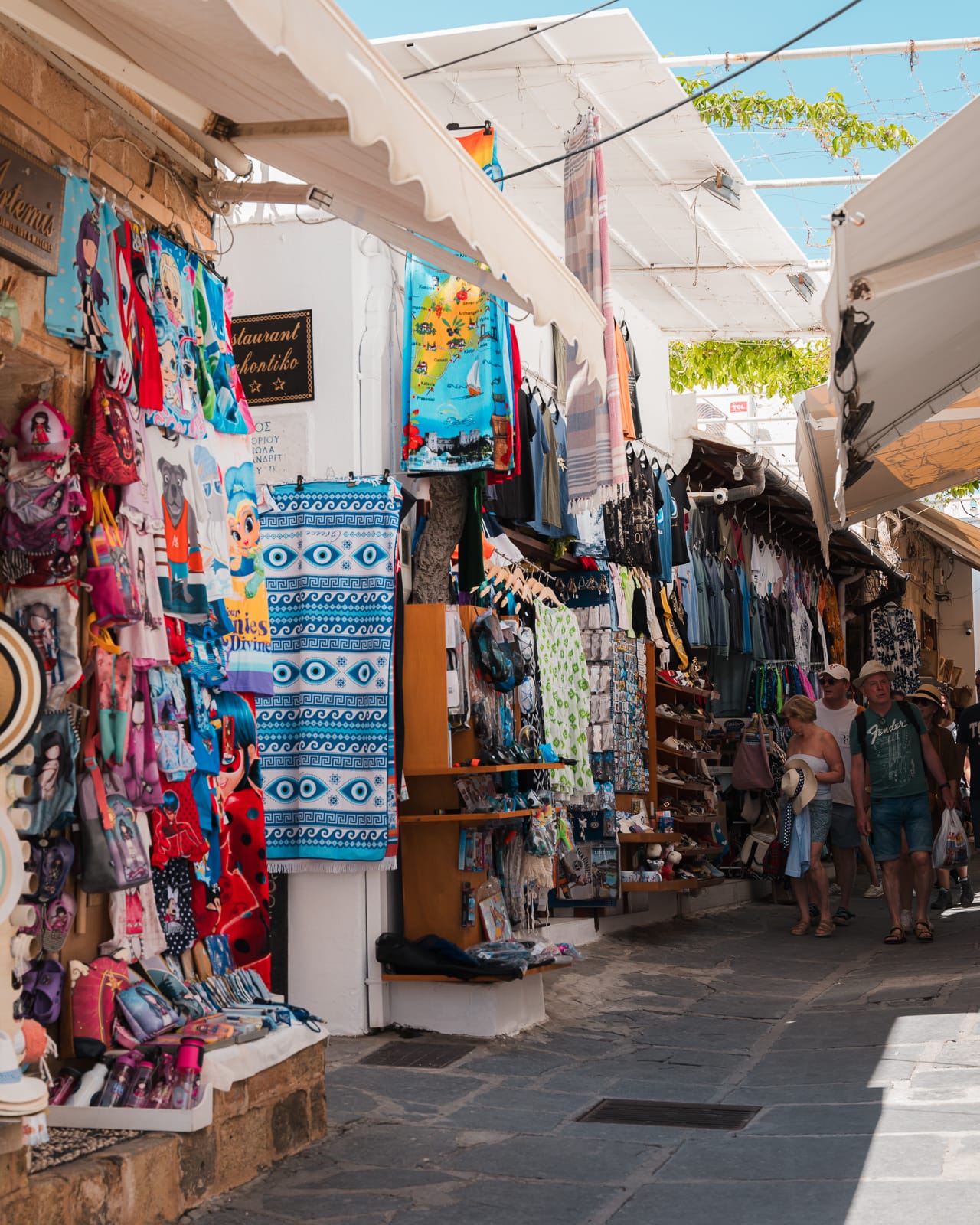 markets in lindos village, rhodes