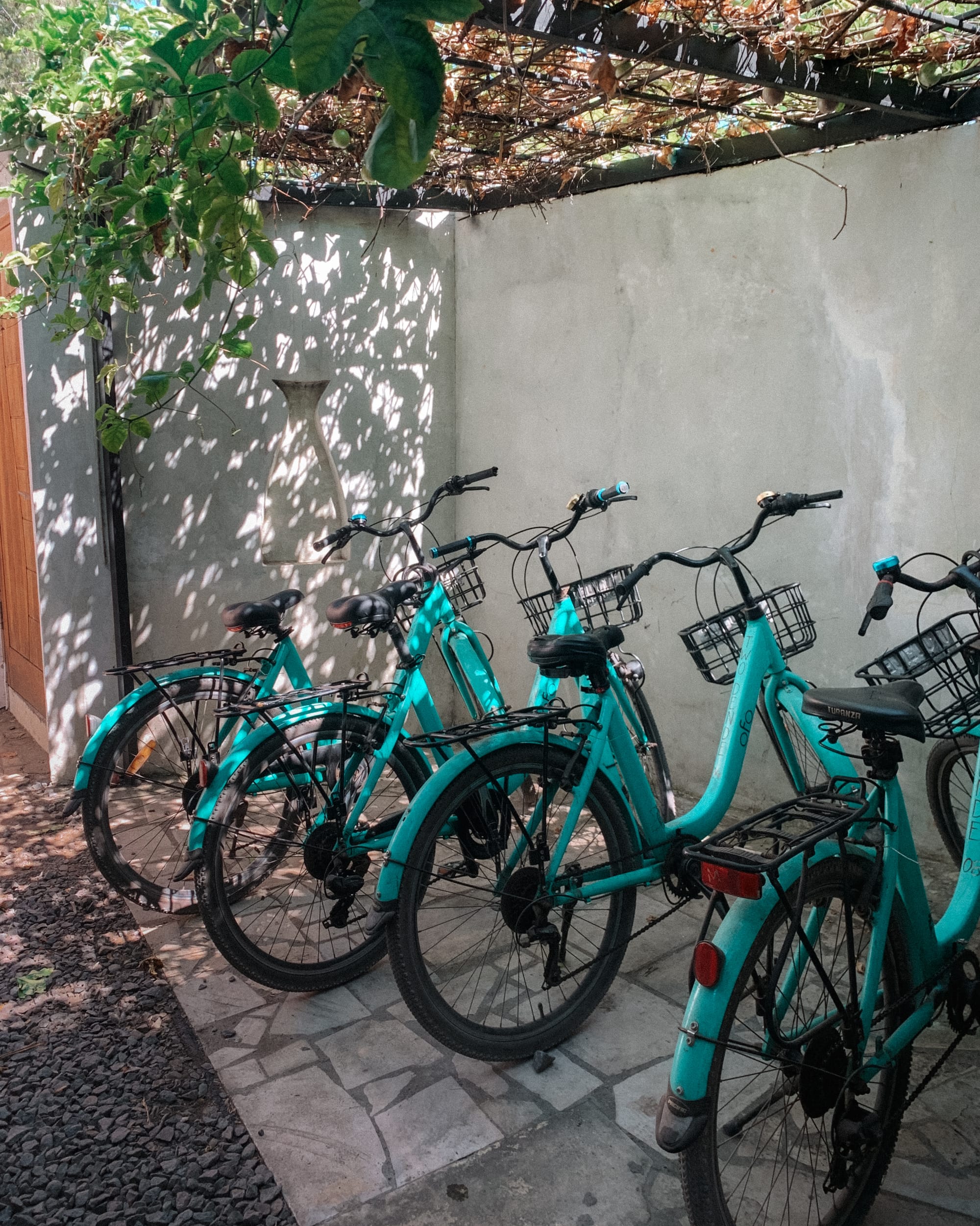 blue bikes in gili islands