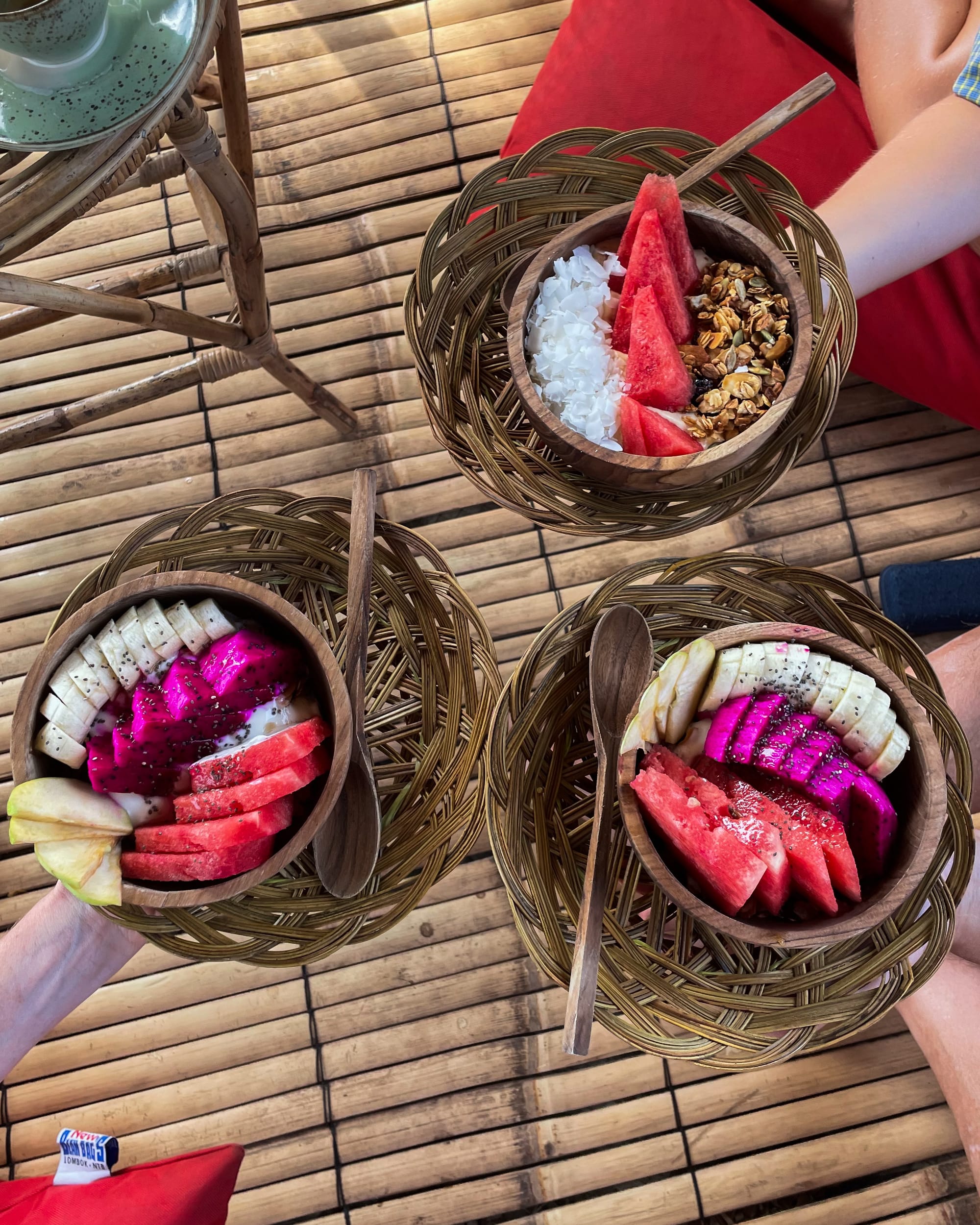 bamboo bowls with fresh fruit at Teras Bambu