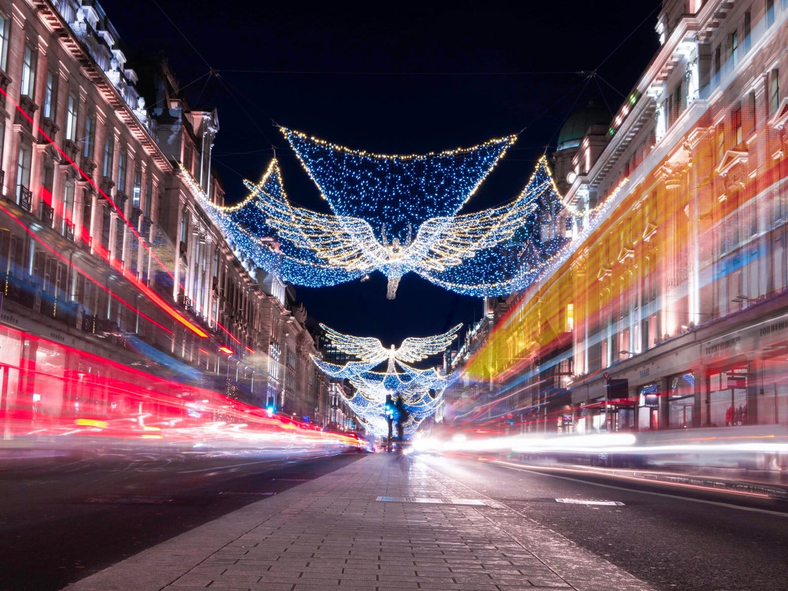 oxford street christmas angel lights in London