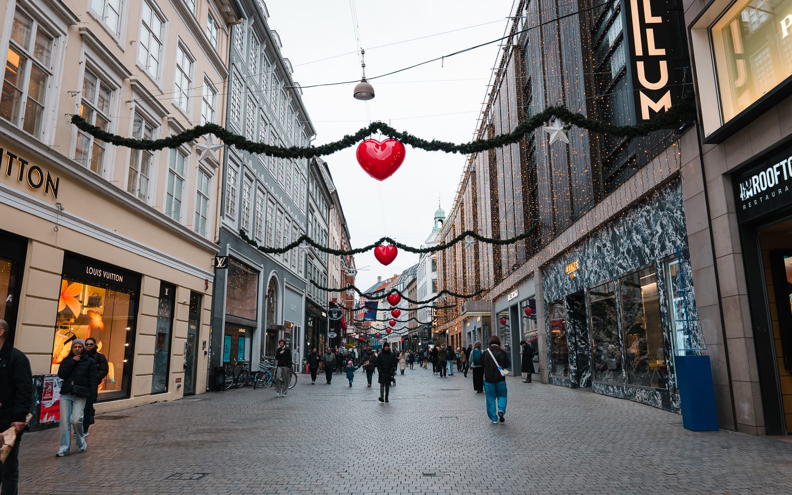 street with christmas decorations in copenhagen