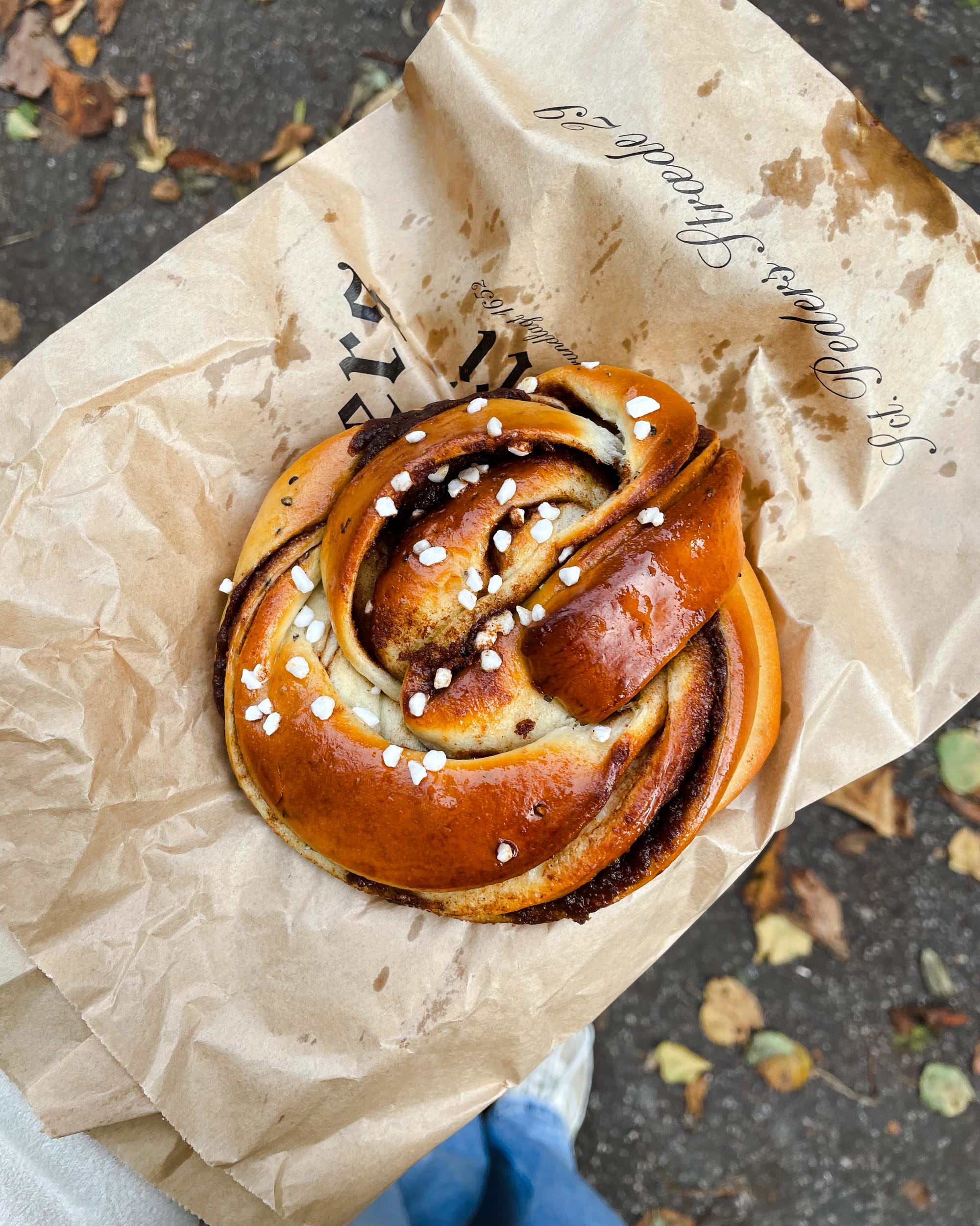 cinnamon bun at Skt. Peders Bageri
