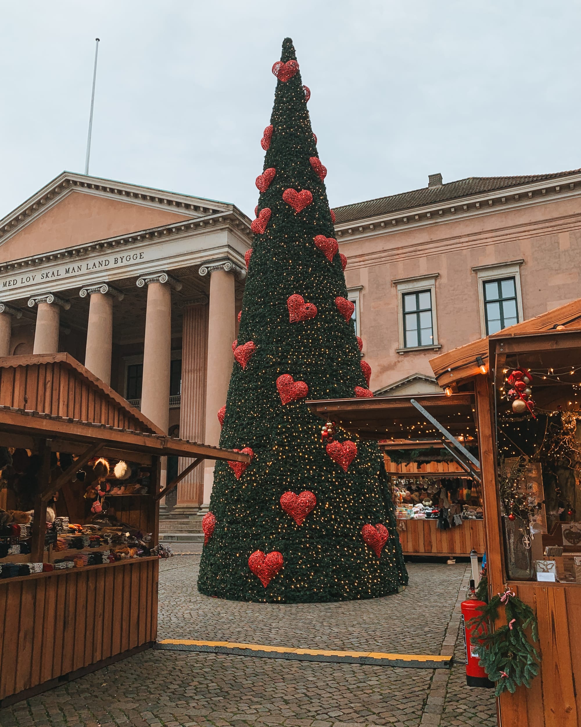 christmas tree and christmas market huts at Nytorv Christmas Market